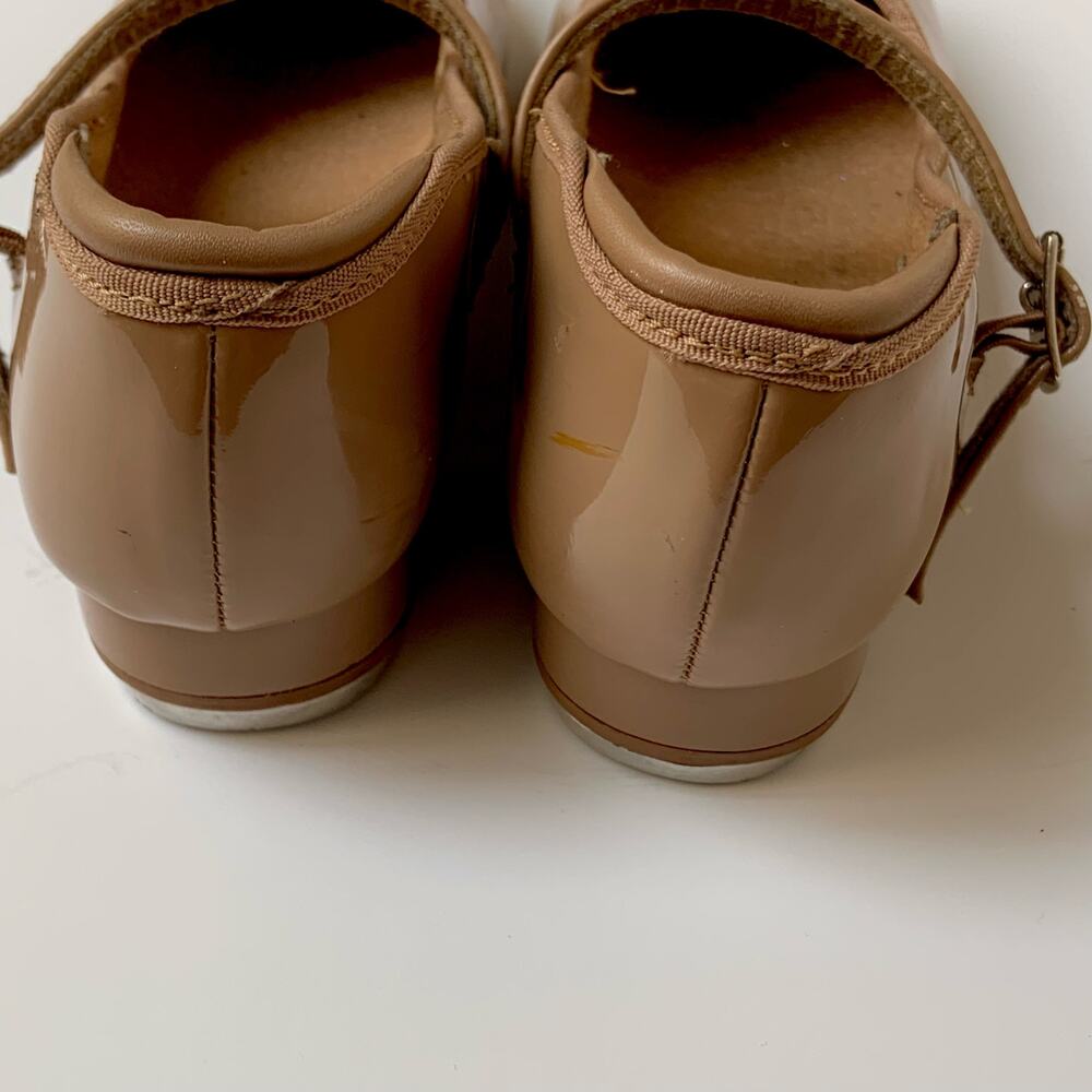 Weissman Patent Mary Jane Tap Dance Shoes Tan Caramel Girl's Size 1.5A M - Picture 8 of 9